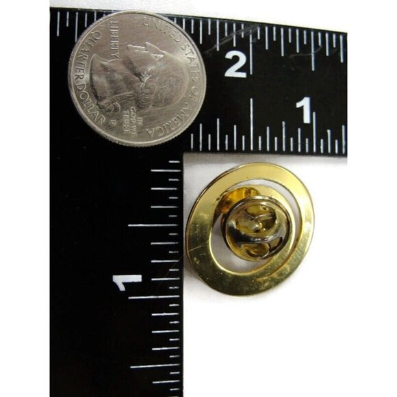 Vintage Brooch Costume Jewelry Double Ring Large Imitation Pearl Gold Tone - Picture 5 of 10